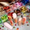 1 Box 12 Color Holographic Fall Leaf Nail Glitter Hexagonal