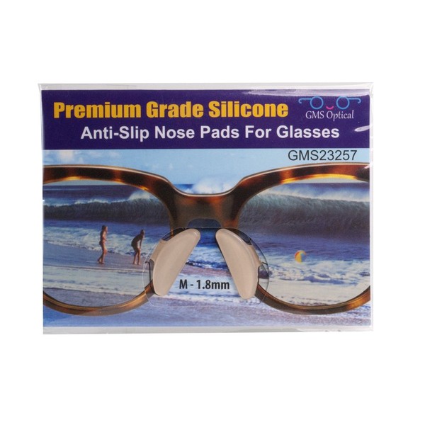 GMS Optical Non-Slip Nose Pads for Glasses 1.8mm X 17mm Premium Grade Silicone, Clear (10 Pair)