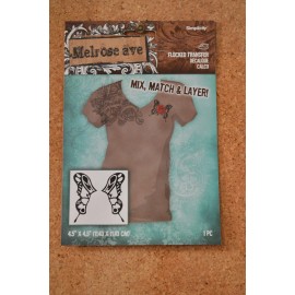 Wright Applique- Iron On -Melrose Ave. Butterfly Wings , Black outline 4 1/2 by 4 1/2