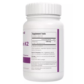VitaCosmoX Vitamin K2 MK-7 120 mcg, 120 Capsules - Gluten Free and Non-GMO MK7