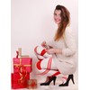 SATINIOR 2 Pairs Christmas Striped Tights Full Length Red and