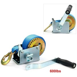 8milelake 600LBS Heavy Duty Hand Winch Steel Cable Crank Strap for ATV Trailer Boat Truck