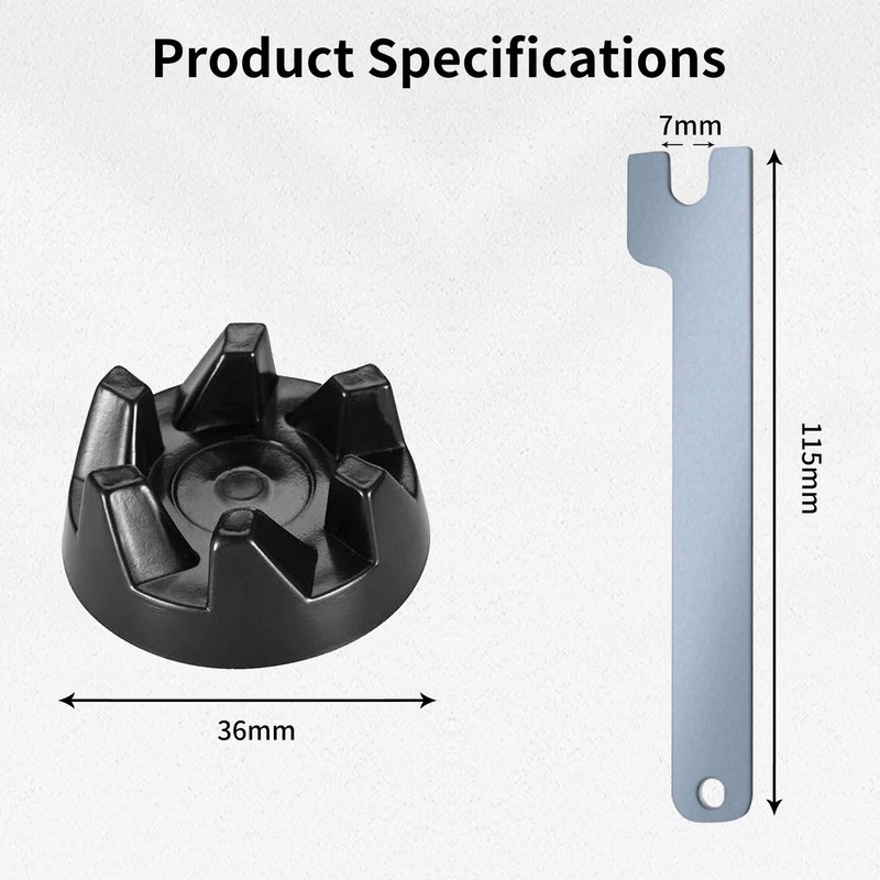 Blender Coupler,Replacement Blender Rubber Coupler Gear Clutch with Spanner,Blender Rubber