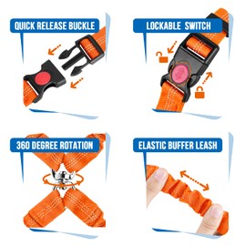 Lukovee Double Dog Seat Belt, New Dual Pet Car Headrest Restraint Safety Seatbelt No Tangle Dog Leash Duty Adjust Elastic Bungee Puppy Lead Splitter Connect Harness in Vehicle Travel for 2 Dogs (OR)