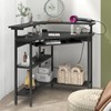 Auromie Corner Desk with Charging Station & LED Light, Triangle