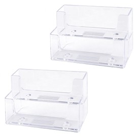 MEMOFYND 2-Piece Card Stand, Business Card Box, Two Tier Card Stand, Acrylic Business Card Holder, Card Organiser, Desk Business Card Holder, Desk Decoration Accessories
