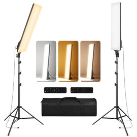 23.6" LED Video Light 2-Pack Full Screen Photography Lighting Kit 2500-7500K Dimmable Photo Studio Light Streaming Light with Remote Control & 6.5ft Stand for Filming YouTube TikTok Video Gaming