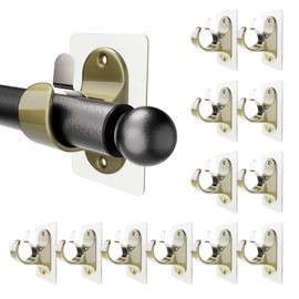 12 PCS Adhesive Curtain Rod Bracket, No Drilling Curtain Rod Holders for Max 1.3in Rods, 18lbs Retro Color Curtain Rod Hangers for Bathroom, Living Room, Kitchen