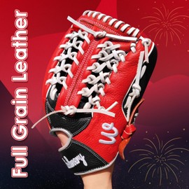 WISDMERY 11.5 Inch Baseball Softball Glove - Youth Adult Full Grain Leather Infield Outfield Glove Slowpitch Fastpitch Mens Women Right Hand Throw Modified Trap Training Fielding Mitt 11.5"