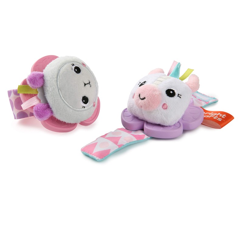 Bright Starts Rattle & Teethe Wrist Pals Toy, Unicorn &