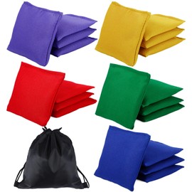 Cptoion 20 Pack Bean Bags,3.9 x 3.9inch Mini Bean Bags for Tossing,Colorful Cornhole Beanbags for Kids,Nylon Beanbags Hand Toss Games,Fun Sports Outdoor Family Games(5 Colors)