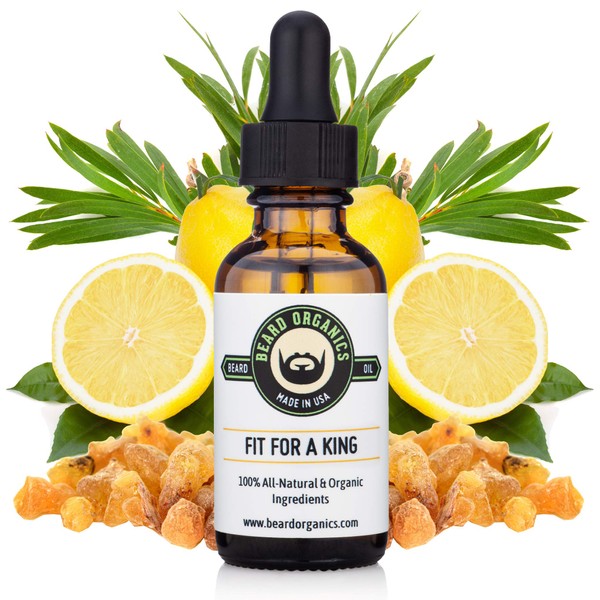 Fit For A King Beard Oil | Lemon, Tea Tree & Frankincense Scent | by Beard Organics