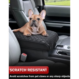 KBH Center Console Cover for Toyota Tundra 2014-2021, Vinyl Leather Trim, Middle Console Lid Cushion Pad Armrest Covering, Anti-Scratch, Black