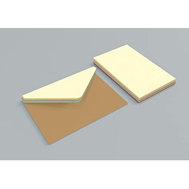 10 envelopes and cards in blister packaging 7 x 11 cm (assorted colours).