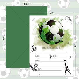 FYSUIMU 25 Sets Soccer Theme Party Invitations with Envelopes Sticker Sports Birthday Invites Cards for Baby Shower Sports Events