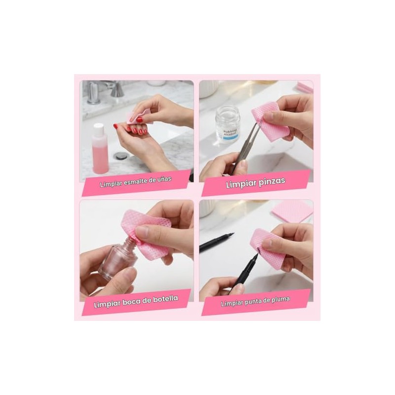 Celulosa para Uñas sin Pelusa, 200Pcs Almohadillas para Limpiar Uñas,