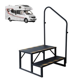 2 Step RV Steps with Handrails Ladder,Steps for Home,400 LBS Hot Tub Outdoor Steps,RV Stairs,Camper Steps Portable Stairs for Mobile Home