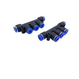 IQS Pneumatic Multiple Compressed Air Connector T-Multiple Distributor with 5 Outlets 4 mm Pack of 2 Compressed Air Distributors