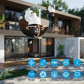 Alaga Wireless Cameras for Home Security,5G&2.4G F1.0 lens Full Color,Bluetooth Pairing Wifi Outdoor Surveillance 4 preset Cruise Control,10Feet Power Cord,360 Pan Tilt Motion Detection 24/7 recording