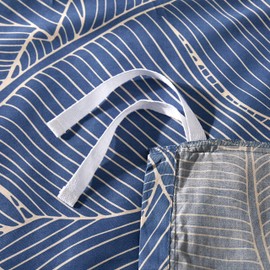 Get Bed Ready Unique Mid-Century Modern Boho Chic Vintage Retro Mod Print Bedding Egyptian Cotton Duvet Cover Set Minimalist Chic Botanical Design Asian Zen Style Pattern (Twin, Dusky Blue)