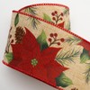 Italian Options 63mm Wide Christmas Ribbon - Natural Linen Red