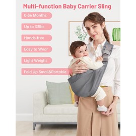 Mumgaroo Baby Carrier Newborn from Birth, On the Go Multifunctional, for Babies from 0 to 36 Months, Toddlers up to 15 kg (Grey)