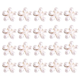20 Pcs Mini Pearl Hair Claw Clip, BetterJonny Pearl Hair Barrettes Flower Pins Clips with Daisy Flower Design Sweet Cute Bangs Hair Barrettes Hair Accessories for Women Girls