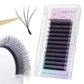 ANNAFRIS Eyelash Extensions, Double Tips, 4D WW Eyelash Extension, 0.07 D, 8-15 mm Mix, Ready-to-Use Fan Eyelashes, 4D Pre-Fanned Eyelashes (2Tips-4DW 0.07D 8-15Mix)