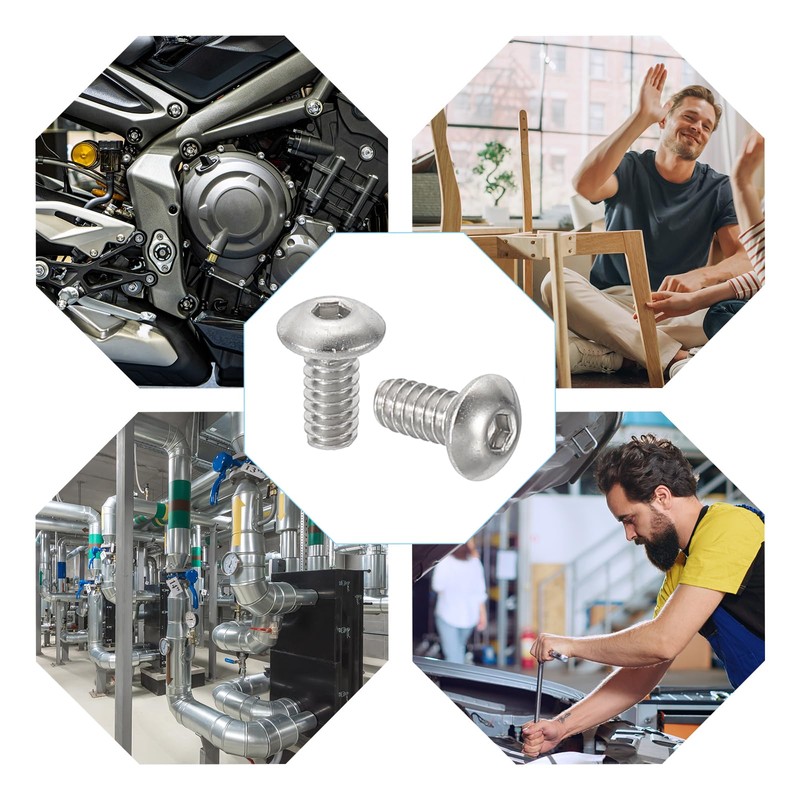 PATIKIL #4-40x1/4" ボタンヘッドソケットキャップボルト 200個 304ステンレススチール18-8 ソケットキャップボルト ボルトアレンヘックスドライブ フルスレッド UNC