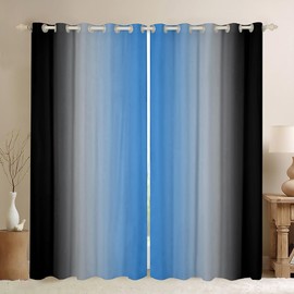 jejeloiu Blue Darkening Drapes (2 Panels, 38 x 54 Inch) Ombre Black Curtains for Bedroom Living Room for Kids Decor Gradient Style 30%-50% Blackout Curtains Abstract Window Treatments