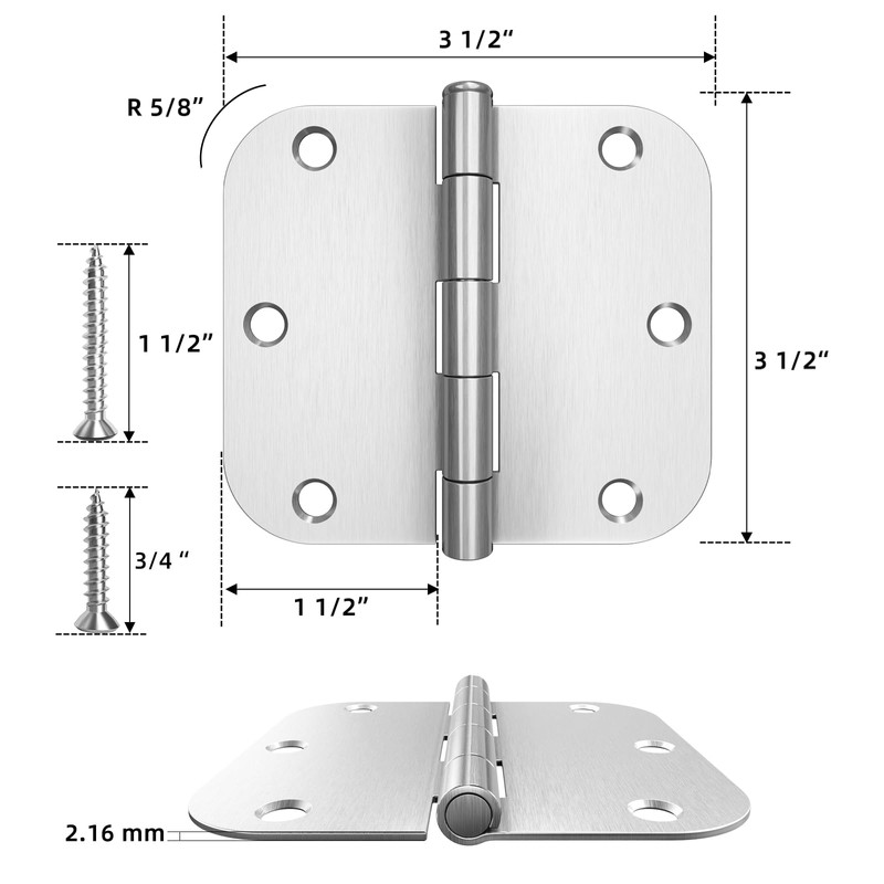 HOSOM 18 Pack Brushed Nickel Interior Door Hinges, 3.5 x