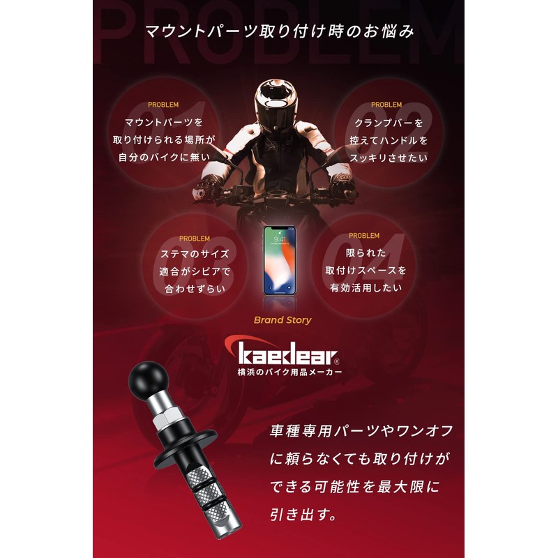 Kaedear KDR-R27B Bike Mount Base Stem Mount Stem Ball (17mm