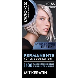 SYOSS Coloration 10_55 Platinum Blonde (115 ml), Permanent Colouration with Keratin Gives a Cool Shade for up to 100 Days of Professional Colour Intensity, with Anti-Yellow Tint Effect