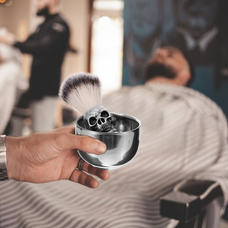 Healeved 1set Man Shaving Brush Kit Fiber Brush and Foaming