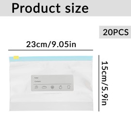 Tabanzhe 20PCS Zip Lock Food Storage Freezer Bags,Reusable Safe Sandwich Bags with Expandable Bottom,Leakproof Ziplock Bags Airtight Container for Fruits Vegetables Meat Grains Home Travel Storage