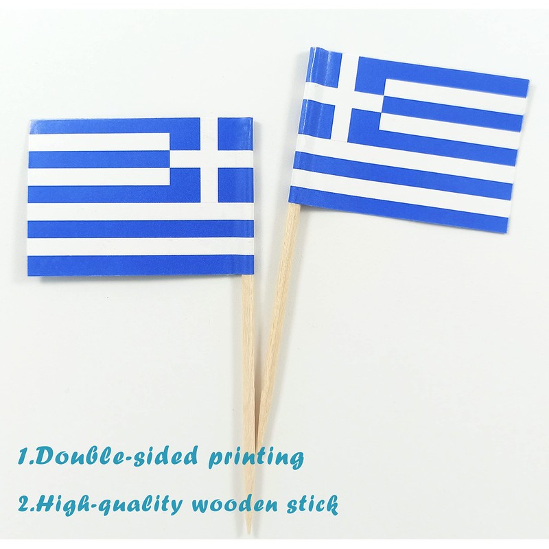 JBCD Greek Toothpick Flag Greece Mini Small Cupcake Topper Flags,