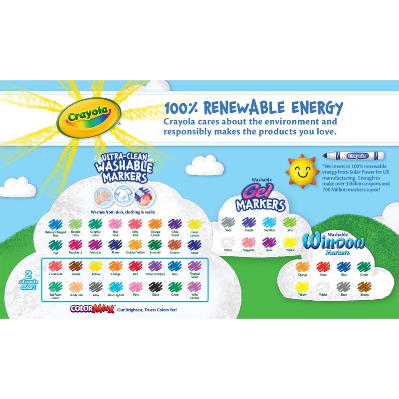 Crayola Washable Broad Line Marker Variety Set (3 Styles), Classroom