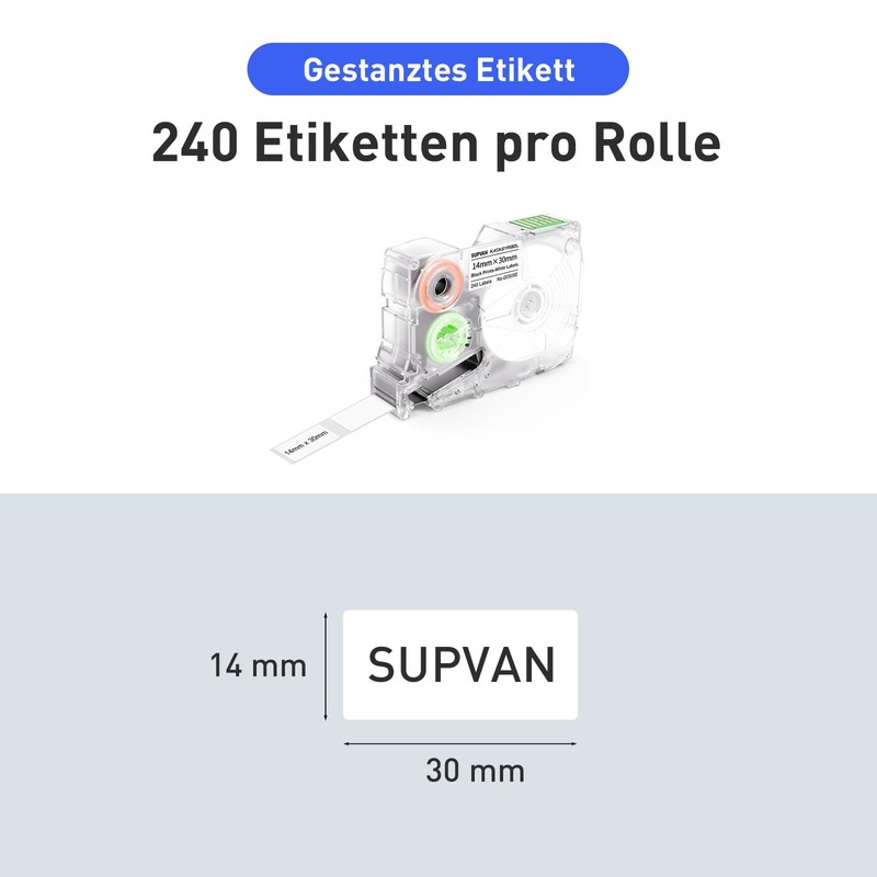 SUPVAN 240 Labels/Roll Black on White Label Tape Thermal Multipurpose