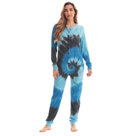 #followme Women's Tie Dye Henley Thermal Onesie 6769-10482-XL