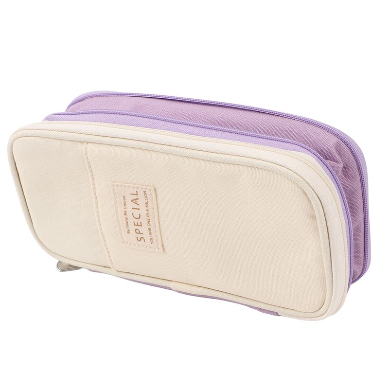 Large Pen Bag Simple Style Canvas Mesh Pockets Pen Slots