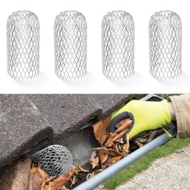 4 Pack Gutter Guards Mesh Aluminum Covers Down Pipe Protectors Expandable Leaf Strainer Keeps Gutter Clear of blockages from Leaves, Moss, Muck, Mud, and Other Debris
