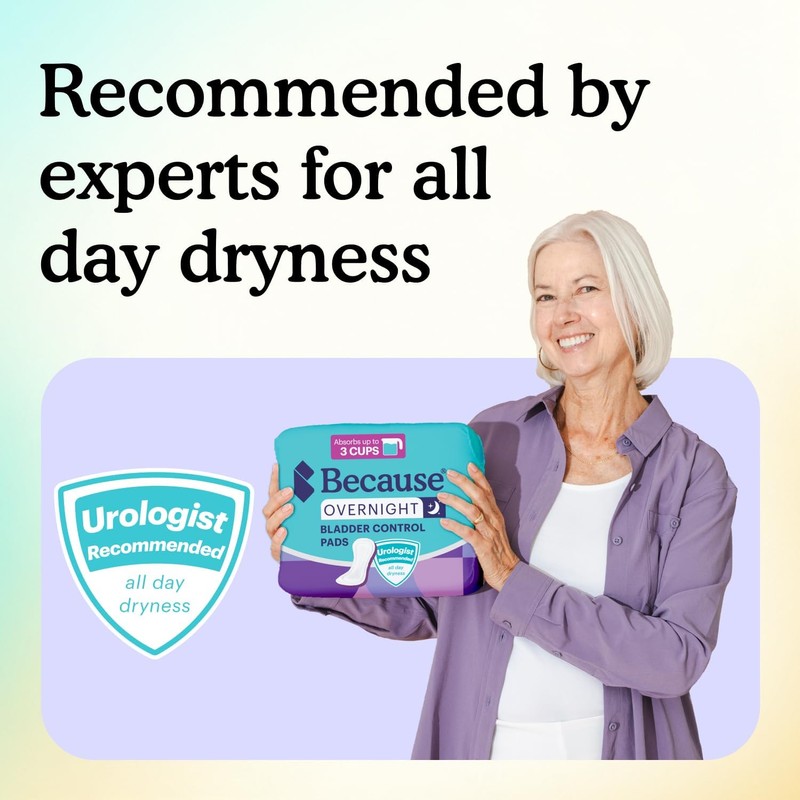 Because Incontinence Pads for Women - Extra Heavy Absorbency, Overnight