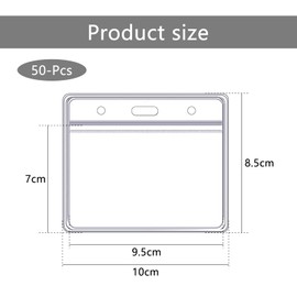 MIPIACE Pack of 50 Transparent ID Card Holders Waterproof Name Badges for Badge Holder ID School Office Business Exhibition