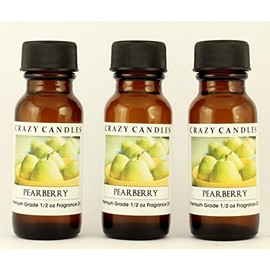 Crazy Candles Pearberry 3 Bottles 1/2 FL Oz Each (15ml) Premium Grade Scented Fragrance Oil (Clean pear and Juicy, Plump Berries)