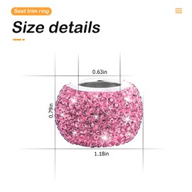 TSUGAMI Car Bling Headrest Collars, 4 Pcs Car Head Rest Collars Rings Decoration, Rhinestone Crystal Diamond Interior Accessories for Auto Head Rest, Crystal Charms for Car SUV Truck (Pink)