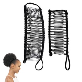 2PCS Non-Slip Versatile Stretch Banana Clips for Hair,No-Crease Ponytail Holder Banana Hair Clip,Curly Hair Clips,Hair Clips for Thick Hair,Wavy Black Hair Accessories(Black)