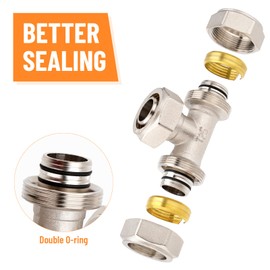 TRUCFUSION 3/4" Air Piping Fitting, Tee Rapid Air System Kit 200PSI Nickel-Plated Brass with Double O-Ring For Compressed Air Piping System (2PCS)