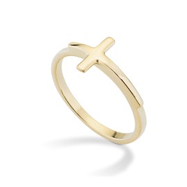 Miabella 925 Sterling Silver Cross Ring Made in Italy (yellow-gold-plated-silver, 10)