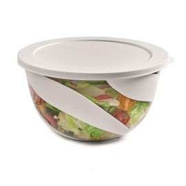Snips Salad Bowl with Lid, Plastic Salad Bowl, 5 L, Serving Bowl for Salad, 27 x 27 x 15 cm, White, BPA and Phthalate Free, Made in Italy