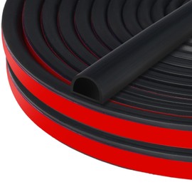 Storystore Rubber Weather Stripping Door Seal, 3/8" (W) x 5/16" (T) x 19.7' (L) D-Shape Self Adhesive Silicone Weather Stripping, Insulation Automotive Door Seal Strip for Door Frame/Window, Black